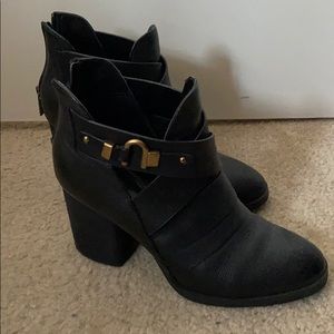 Black Isola block heel booties